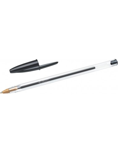Bic Cristal Original Boligrafo de bola - Punta redonda de 1.0mm - Trazo 0.4mm - Tinta con Base de Aceite - Color Negro