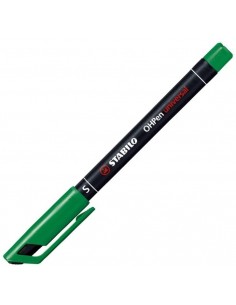 Stabilo OHPen Rotulador Permanente - Punta Superfina - Trazo de 0.4mm - Agarre Antideslizante - Tapon Ventilado - Color Verde