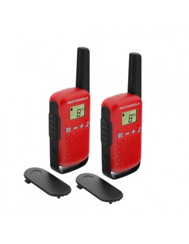 Motorola T42 Pack 2 Walkie Talkies - 16 Canales PMR446 - Alcance hasta 4Km - Autonomia hasta 18h - Color Rojo