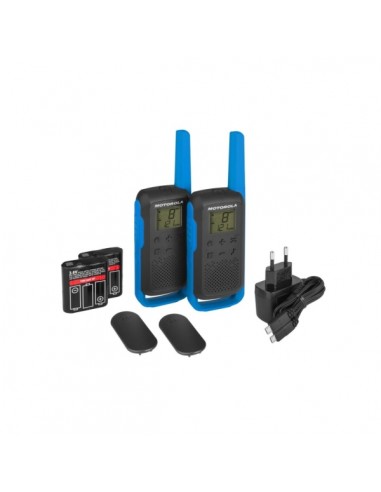 Motorola T62 Pack 2 Walkie Talkies - 16 Canales PMR446-121 Codigos de Privacidad- Alcance hasta 8Km - Autonomia hasta 29h -