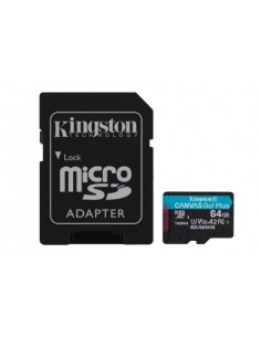 Kingston Tarjeta Micro SDXC 64GB UHS-I U3 V30 Clase 10 200MB s Canvas Go Plus con Adaptador