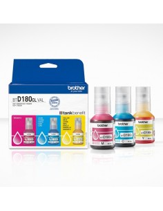 Brother BTD180CLVAL Pack de 3 Botellas de Tinta Original Cyan-Magenta y Amarillo - BTD180CLVAL