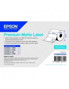 Epson Premium Matte Lab Rollo de Etiquetas Rectangulares Originales 102x76mm - Adhesivo Permanente - 440 Unidades x Rollo -