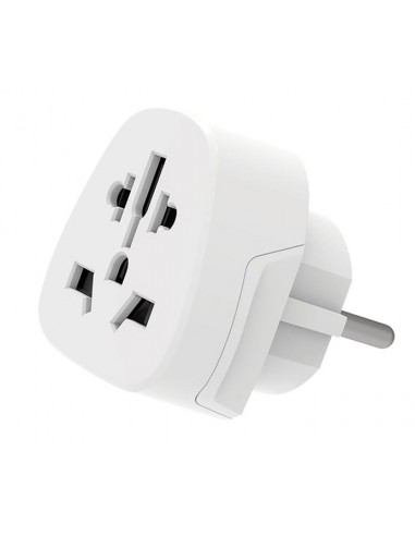 Ewent EW1480 Adaptador de Viaje Universal - USA-UK-AUS y Europa a Schuko - Color Blanco