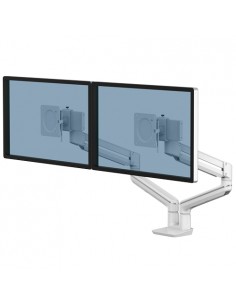Fellowes Tallo Brazo para Monitor Doble - Brazo giratorio de 270-- Sistema con Muelle de Gas - Hasta 9kg - Color Blanco
