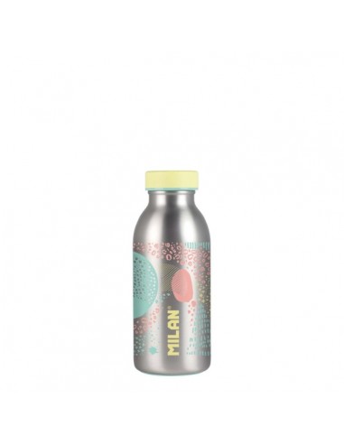 Milan Serie Silver Botella Isotermica 0.35L - Doble Pared de Acero Inoxidable - Liquidos Calientes hasta 12h-Frios hasta 24h
