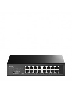 Cudy Switch Gigabit de 16 Puertos - Facil Administracion - Carcasa de Metal para Montaje en Rack - Plug and Play - Kit de