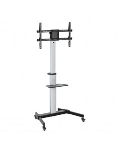 Ewent EW1583 Soporte de Suelo para TV de 37 a 86" - Bandeja Multiusos - Peso Max. 50kg - Altura-Inclinacion y Rotacion
