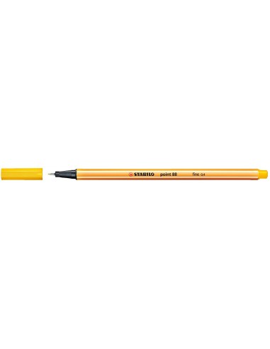 Stabilo Point 88 Rotulador de Punta Fina de Fibra - Trazo de 0.4 mm - Tinta con Base de Agua - Color Amarillo