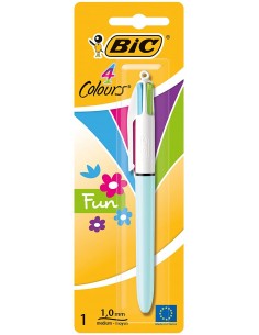 Bic 4 Colours Fun Boligrafo de Bola Retractil - Punta Media de 1.0mm - Tinta con Base de Aceite - Tinta de Colores-Rosa