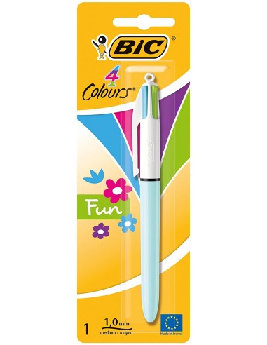 Bic 4 Colours Fun Boligrafo de Bola Retractil - Punta Media de 1.0mm - Tinta con Base de Aceite - Tinta de Colores-Rosa
