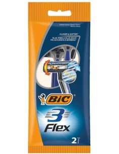 Bic Flex 3 Pack de 2 Maquinillas de Afeitar Desechables de 3 Hojas - Cabezal Pivotante - Tira Lubricante con Aloe Vera