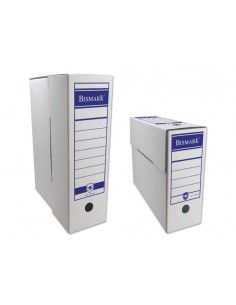 Bismark Caja de Archivo Definitivo Folio Prolongado 12x39x27cm - Carton Corrugado - Papel Blanco con Zonas Pre Impresas -