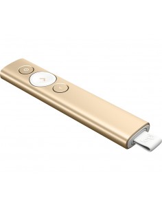 Logitech Spotlight Presentador Inalambrico - Radio de Accion 30m - Vibracion - Color Oro