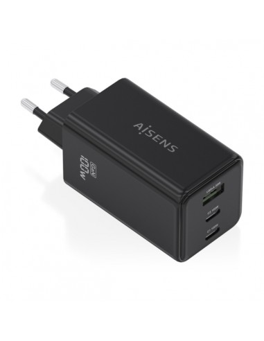 Aisens Cargador GAN 100W - 2xUSB-C PD3.0-QC4.0-QC5.0 - 1xUSB-A QC3.0 - Color Negro