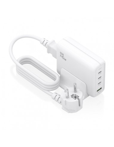 Aisens Cargador GAN 140W - 3xUSB-C PD3.0-QC4.0-QC5.0 - 1xUSB-A QC3.0 - Cable 1.4 Metros - Color Blanco