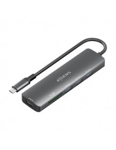 Aisens USB-C Dock 6 en 1 - USB-C a 1xHDMI - 3xUSB-A --1xSD - 1xMicroSD - 15cm - Color Gris