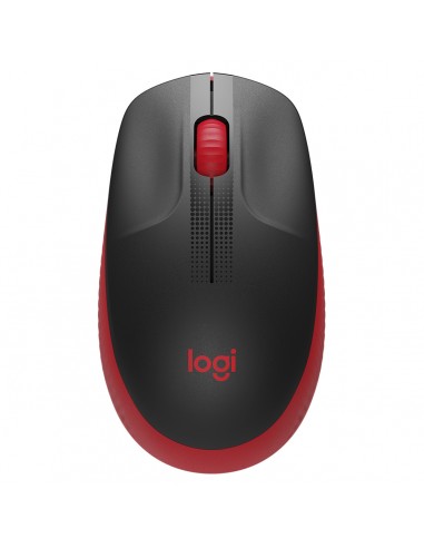 Logitech M190 Full Size Raton Inalambrico USB 1000dpi - 3 Botones - Gran Tamaño - Uso Ambidiestro - Color Negro Rojo