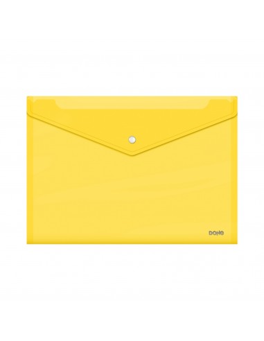 Dohe Sobre con Cierre de Broche - Tamaño Folio Plus Apaisado - Polipropileno Cristal Transparente 150 Micras - Color Amarillo