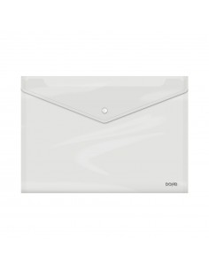 Dohe Sobre con Cierre de Broche - Tamaño Folio Plus Apaisado - Polipropileno Cristal Transparente 150 Micras - Color