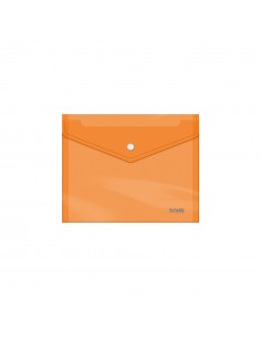 Dohe Sobre con Cierre de Broche - Tamaño A5 - Polipropileno Cristal Transparente 150 Micras - Color Naranja