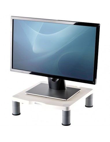 Fellowes Soporte Estandar para Monitor - Ajustable en 3 Alturas - Pies Antideslizantes - Hasta 27kg - Color Gris