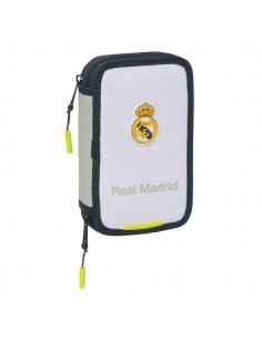 Safta Real Madrid 1Â-Equipacion 24 25 Plumier 28 Pcs - 2 Compartimentos - 28 Piezas - 12.5x19.5x4cm - Color Blanco Negro