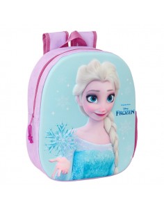 Safta Frozen Mochila 3D - Asa de Mano - Portabotellas Lateral - 27x33x10cm - Color Rosa Azul