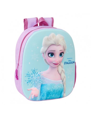 Safta Frozen Mochila 3D - Asa de Mano - Portabotellas Lateral - 27x33x10cm - Color Rosa Azul