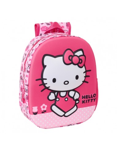 Safta Hello Kitty Mochila 3D - Asa de Mano - Portabotellas Lateral - 27x33x10cm - Color Rosa