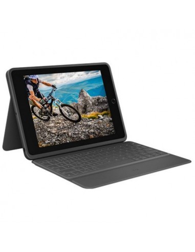Logitech Rugged Folio Funda con Teclado Inalambrico para iPad 7-y 8-Generacion 10.2" - Escritura Silenciosa - Teclas de