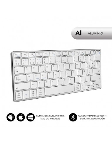 Subblim Teclado Ultrafino Advance Compact - Acabado de Aluminio - DiseÃ±o Ultrafino 7mm - Bluetooth 3.0 - Autonomia 30 dias