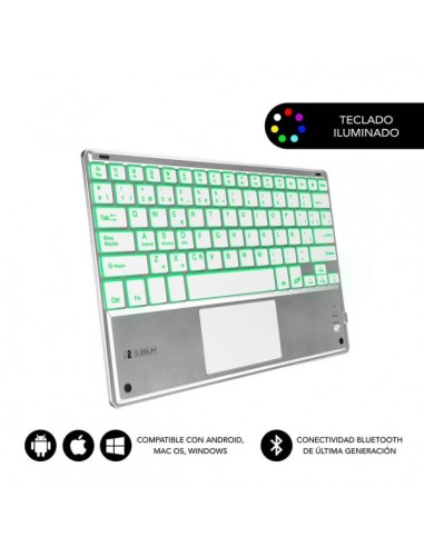 Subblim Teclado Retroiluminado Ultrafino SMART BT - TouchPad - IluminaciÃ³n Hasta 7 Colores Ajustables - Bluetooth 3.0 -
