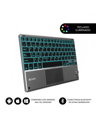 Subblim Teclado Retroiluminado Ultrafino SMART BT - TouchPad - IluminaciÃ³n Hasta 7 Colores Ajustables - Bluetooth 3.0 -