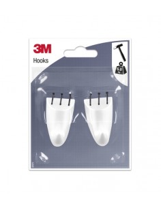 3M Pack de 2 Ganchos para Clavar - Formato M - Soporta hasta 5kg - Color Blanco