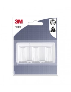 3M Gancho Adhesivo Rectangular - Formato L - Soporta hasta 0.6kg - Color Blanco