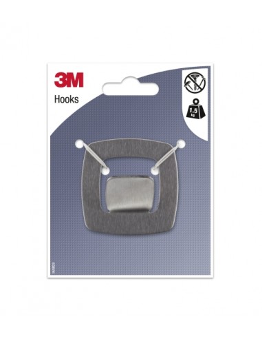 3M Gancho Adhesivo Metalico - Cuadrado - Soporta hasta 1.5kg - Color Gris Titanio