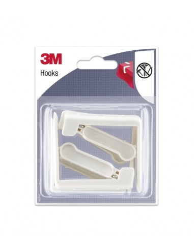 3M Pack de 4 Ganchos para Mantel - Cierre Tipo Pinza - Color Blanco