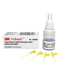 3M Vetbond Adhesivo para Tejidos - 3ml - Cierra Heridas Rapidamente - Incluye 4 Aplicadores - Color Transparente