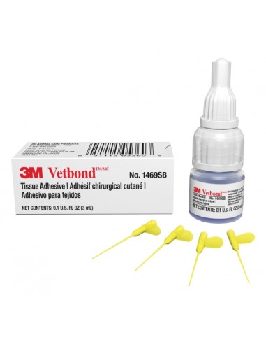 3M Vetbond Adhesivo para Tejidos - 3ml - Cierra Heridas Rapidamente - Incluye 4 Aplicadores - Color Transparente
