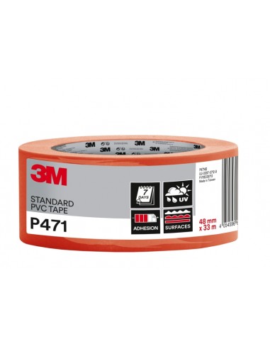 3M Cinta Adhesiva de PVC - 48mm x 33m - Alta Visibilidad - Color Naranja