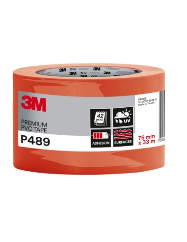 3M Cinta Adhesiva de PVC - 75mm x 33m - Alta Visibilidad - Color Naranja
