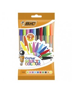 Bic Cristal Multicolour Pack de 10 Boligrafos de Bola - Punta Redonda de 1.6mm - Trazo 0.42mm - Tinta con Base de Aceite -
