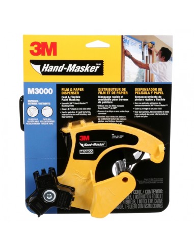 3M Hand-Masker Dispensador de Cinta de Enmascarar - Cuchilla No Incluida - Facil Aplicacion - Color Negro Amarillo