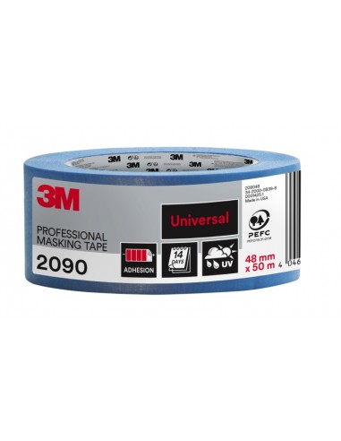 3M Cinta de Enmascarar Profesional - 48mm x 50m - 100-PEFC - Multisuperficie - Color Azul