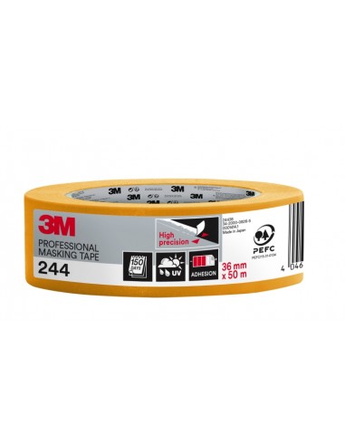 3M Cinta de Enmascarar Profesional - Multisuperficie - 36mm x 50m - 100-PEFC - Color Naranja