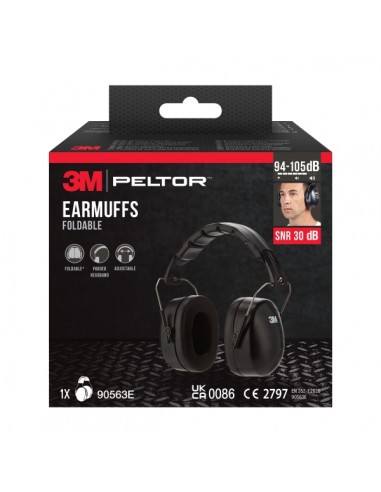 3M Orejeras Auditivas - SNR 30dB - Diadema Plegable - Ajustable - Color Negro