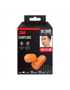3M Pack de 100 Tapones para Oidos - Espuma Suave - SNR 35dB - 50 Pares - Color Naranja