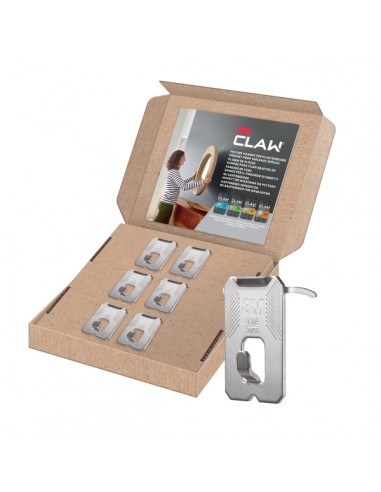 3M Claw Pack de 6 Ganchos de Metal para Paredes de Yeso - Soporta hasta 20kg - Color Gris Titanio
