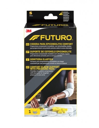 Futuro Comfort Codera para Epicondilitis - Talla S (22.9 - 25.4cm) - Transpirable - Elastico - Anatomico - Color Gris
